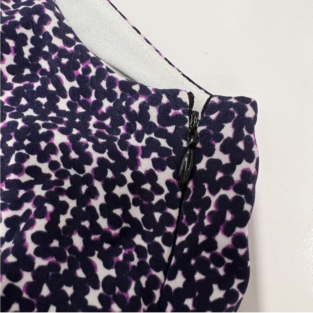 Ann Taylor - Sleeveless Ruched Side Slip Dress in Navy Purple & White Print - Picture 8 of 9
